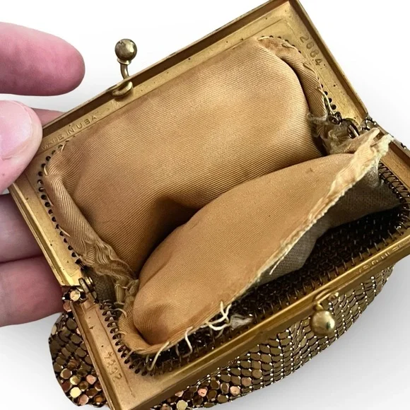 Gold Tone Metal Mesh Coin Purse by Whiting & Davis - Picture 4 of 6